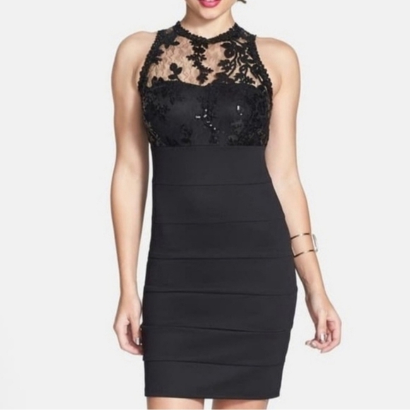 Sequin Hearts Black Sleeveless Bodycon Bandage Dress Junior's Size 3/Women's XS - Picture 1 of 11